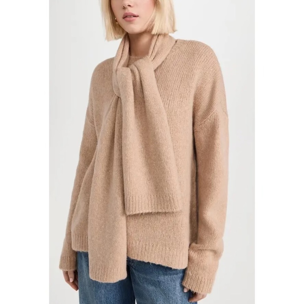Favorite Daughter NWT The Jamie Wool Cashmere Blend Sweater w Scarf Almond XS